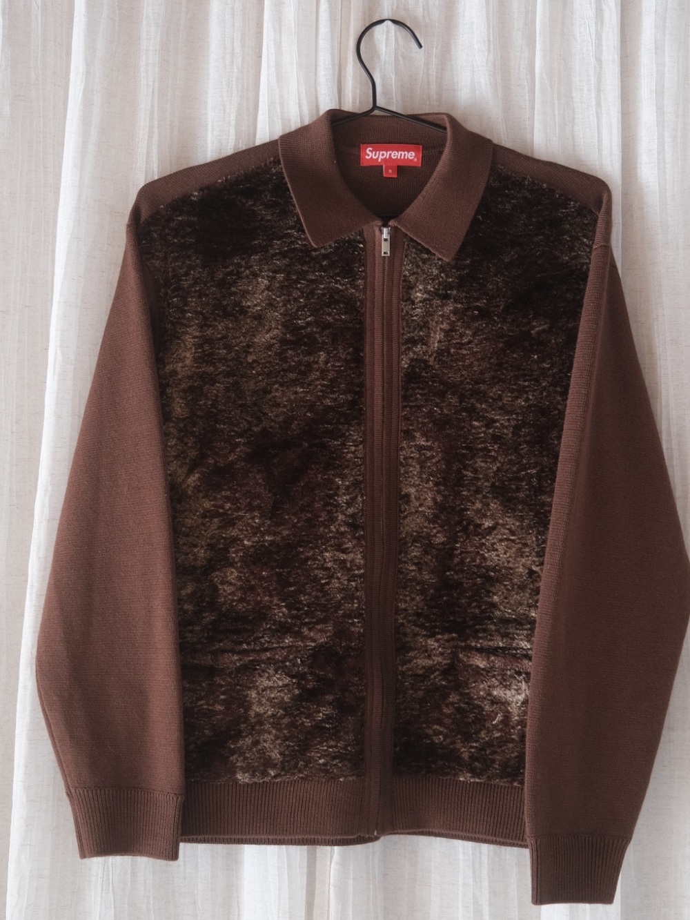 Supreme Faux Fur Zip Up Cardigan Brown FW22 Merino Wool Small